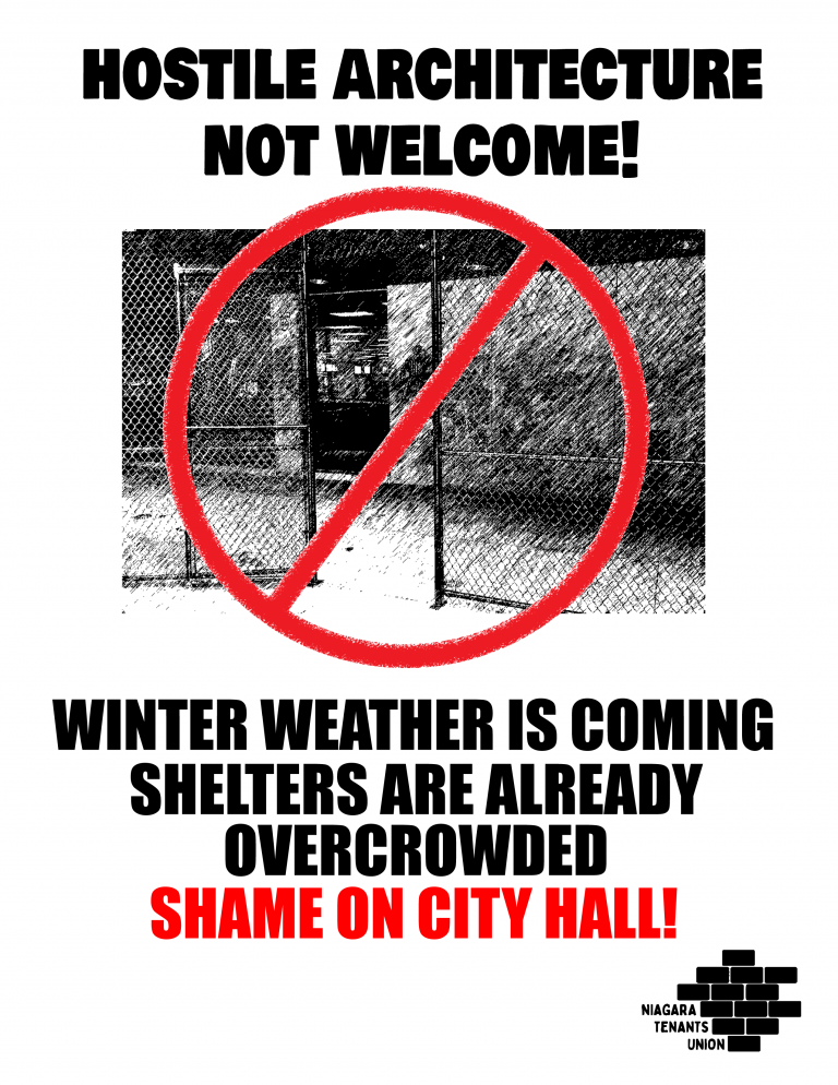 Hostile architecture not welcome! Winter weather is coming, shelters are already overcrowded, shame on city hall!